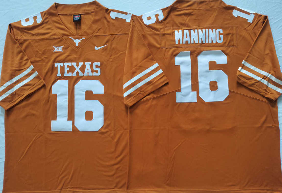 Men's Texas Longhorns #16 Arch Manning Orange Stitched Jersey Men's Texas Longhorns #16 Arch Manning Orange Stitched Jersey